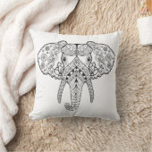Zentangleは象をインスパイア クッション (ブランケット)