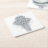 Zentangleは象をインスパイア スクエアペーパーコースター (アングル)