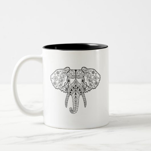 Zentangleは象をインスパイア ツートーンマグカップ (左)