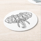 Zentangleは象をインスパイア ラウンドペーパーコースター (アングル)