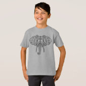 Zentangleは象をインスパイア Tシャツ (正面フル)