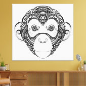 Zentangleインスパイア Monkeyデザイン6 キャンバスプリント (インサイチュ (リビング))