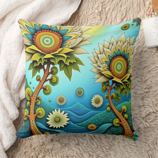 ZentangleフローラDreamscape クッション (ブランケット)