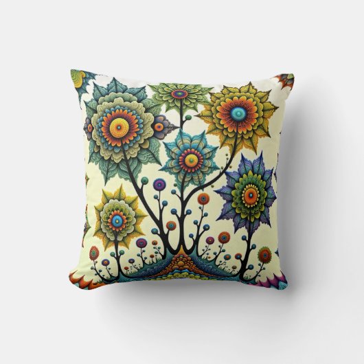 ZentangleフローラDreamscape クッション (正面)
