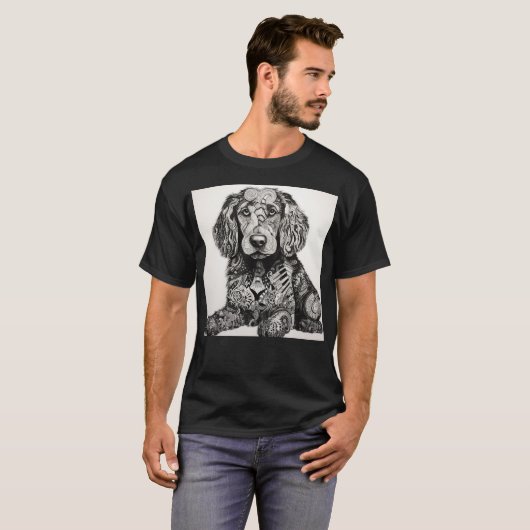 Zentangle犬 Tシャツ (正面フル)