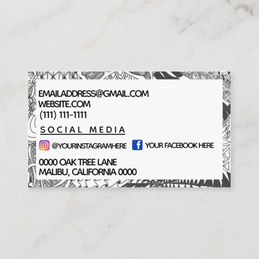 Zentangle®は芸術をインスパイア 名刺 (裏面)