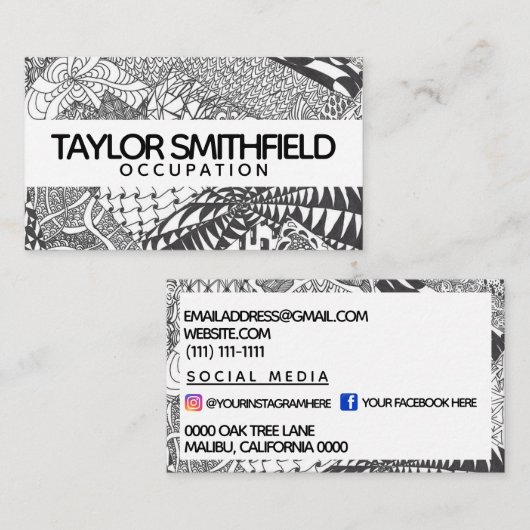 Zentangle®は芸術をインスパイア 名刺 (正面/裏面)