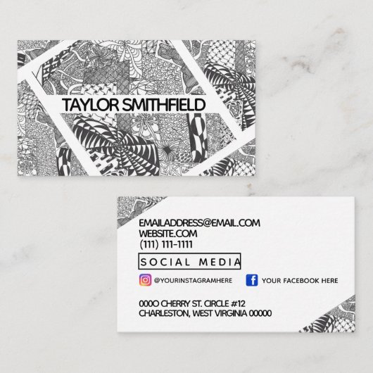Zentangle®は芸術をインスパイア 名刺 (正面/裏面)