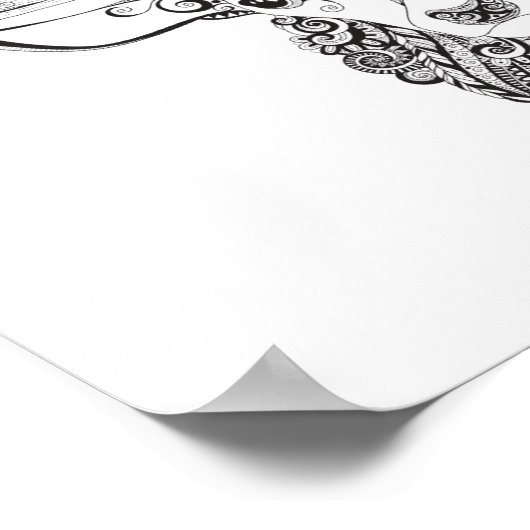 Zentangle インスパイア Deer Horned Head 2 ポスター (角)