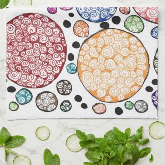 Zentangle circles pattern キッチンタオル (折り畳み)