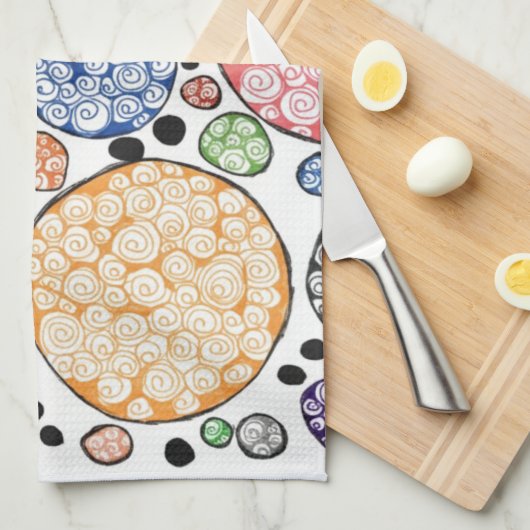 Zentangle circles pattern キッチンタオル (四つ折り)
