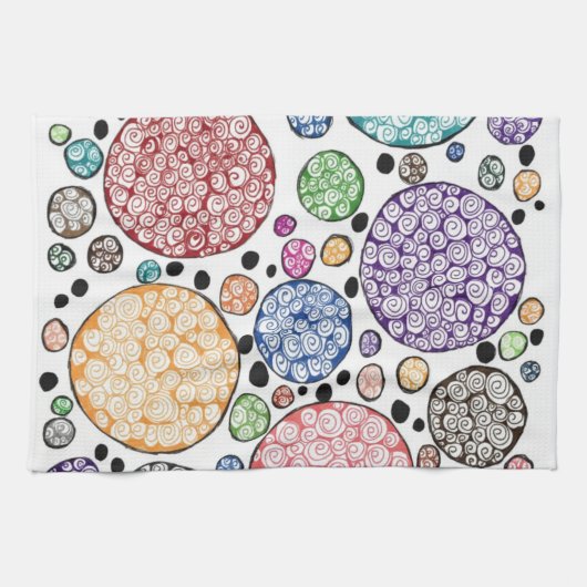 Zentangle circles pattern キッチンタオル (横)