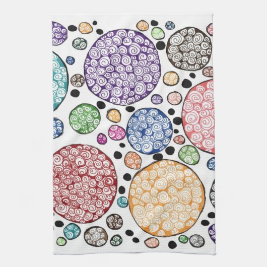 Zentangle circles pattern キッチンタオル (縦)