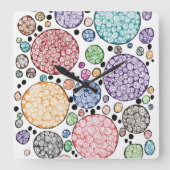 Zentangle circles pattern スクエア壁時計 (正面)