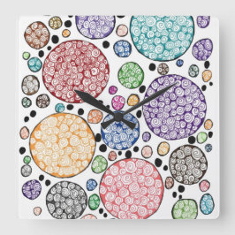 Zentangle circles pattern スクエア壁時計
