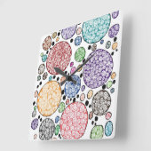 Zentangle circles pattern スクエア壁時計 (傾斜)