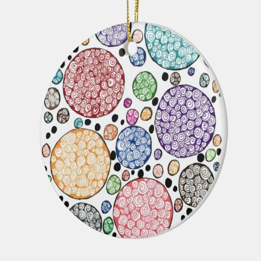 Zentangle circles pattern セラミックオーナメント (左)
