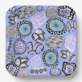 Zentangles Abstract Floral Paper Plate ペーパープレート (正面)