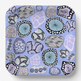 Zentangles Abstract Floral Paper Plate ペーパープレート