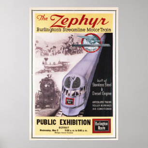ZEPHYRモータートレインヴィンテージ鉄道ポスター広告 ポスター