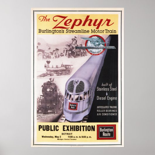 ZEPHYRモータートレインヴィンテージ鉄道ポスター広告 ポスター (正面)