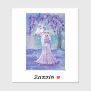 Zephyr unicornとfairy art By Renee Lavoie シール
