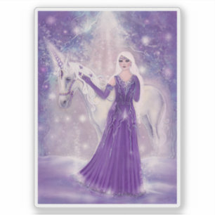 Zephyr unicornとfairy art By Renee Lavoie シール