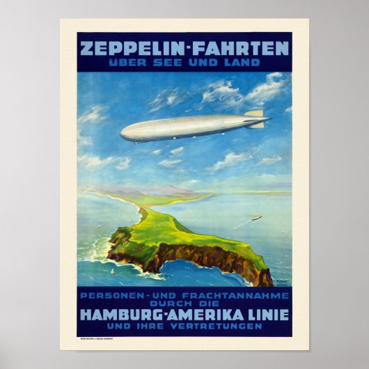 Zeppelin-Fahrtenドイツのヴィンテージポスター1935 ポスター (正面)