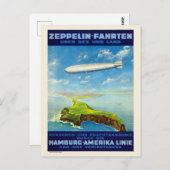 Zeppelin-Fahrtenドイツのヴィンテージポスター1935 ポストカード (正面/裏面)