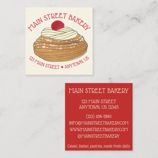 ZEPPOLE揚げイタリアン生地パティシシェフベーカリー スクエア名刺 (正面/裏面)