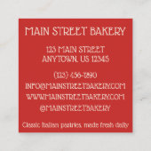 ZEPPOLE揚げイタリアン生地パティシシェフベーカリー スクエア名刺 (裏面)