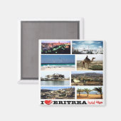 zER013 ERITREA, I Love，モザイク，アフリカ，冷蔵庫 マグネット (正面/裏面)