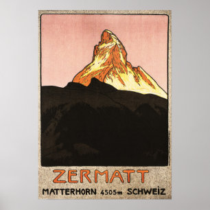 ZERMATT Matterhorn Switzerland Ski Hiking Holidays ポスター
