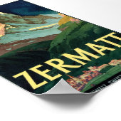 Zermatt Mountain，スイス，ヴィンテージ，広告 ポスター (角)