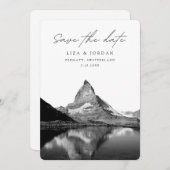 Zermatt Save the Dateスイス黒白 招待状 (正面/裏面)