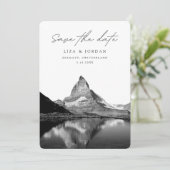 Zermatt Save the Dateスイス黒白 招待状 (スタンド正面)
