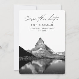 Zermatt Save the Dateスイス黒白 招待状