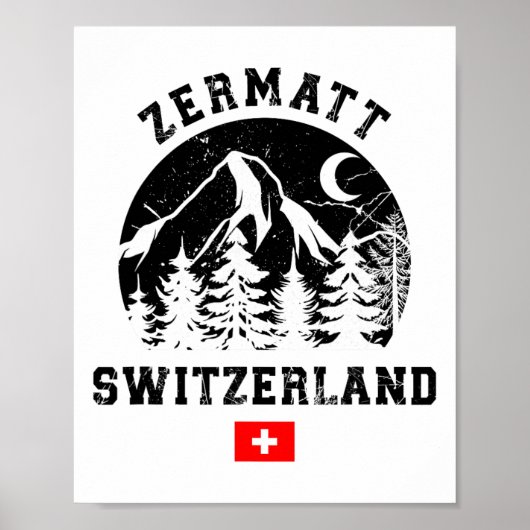 Zermatt Switzerland Ski Resort Alps Alpine Skiing ポスター (正面)