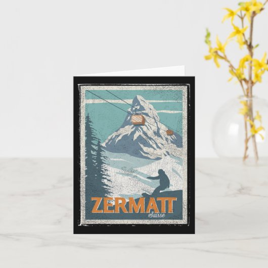 Zermatt Switzerland Winter Skiing Snowboarding Ski カード (黄色い花)