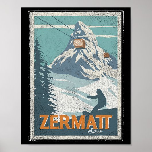 Zermatt Switzerland Winter Skiing Snowboarding Ski ポスター (正面)