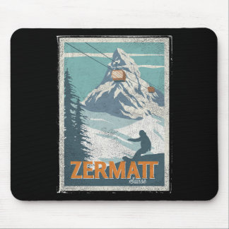 Zermatt Switzerland Winter Skiing Snowboarding Ski マウスパッド