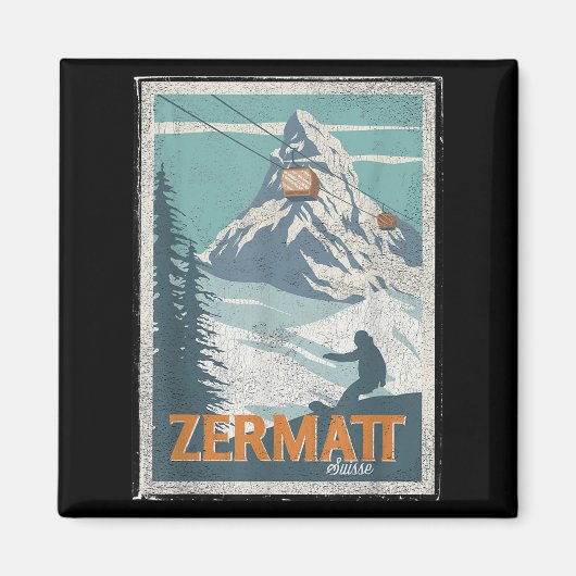Zermatt Switzerland Winter Skiing Snowboarding Ski マグネット (正面)