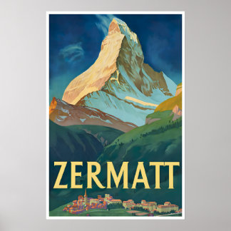 Zermatt Travel Poster Switzerland Art Swiss Print ポスター