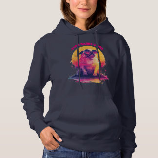 Zero Barks Given | Funny Retro Pug Women Hoodie パーカ