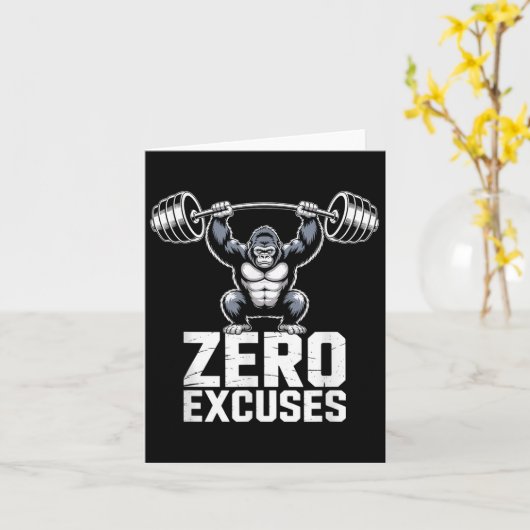 Zero Excuses Gorilla Gym Motivational Workout  カード (黄色い花)