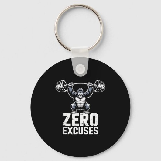 Zero Excuses Gorilla Gym Motivational Workout  キーホルダー (正面)