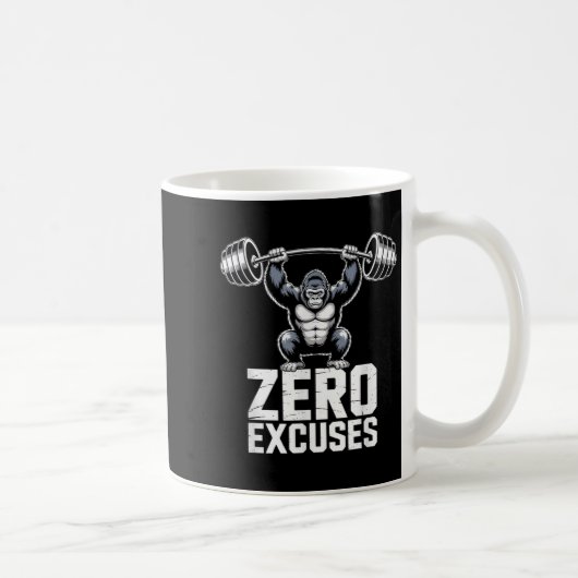 Zero Excuses Gorilla Gym Motivational Workout  コーヒーマグカップ (右)