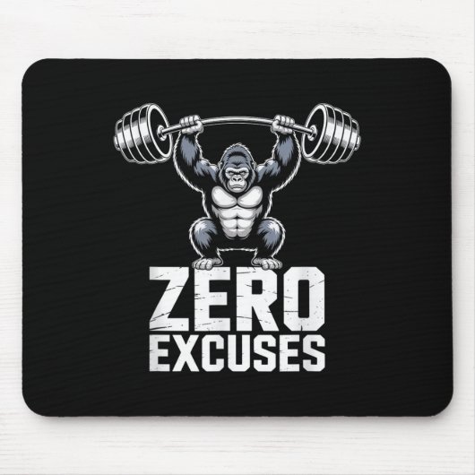 Zero Excuses Gorilla Gym Motivational Workout  マウスパッド (正面)