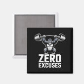 Zero Excuses Gorilla Gym Motivational Workout  マグネット (正面/裏面)