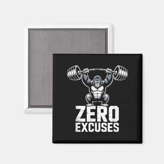 Zero Excuses Gorilla Gym Motivational Workout  マグネット (正面/裏面)